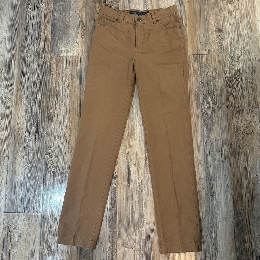 Dismero Frine 4353 Camel Tan Straight Leg Cotton Stretch Pants Made in Italy 28